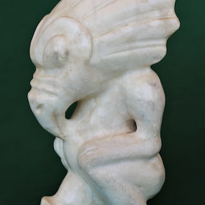 Bird headed Chinese white jade sculpture,  depict of earth fertilizing gods
