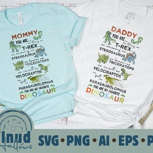 Mama papa favoriete Dino sublimatie bijpassend shirt Vector SVG PDF EP's Ai PnG-bestand voor Cricut DIY TShirts Design Gift Stencil vaderdag