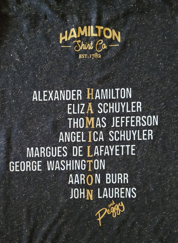 Hamilton Characters List Names Glitter Sublimation Shirt Vector