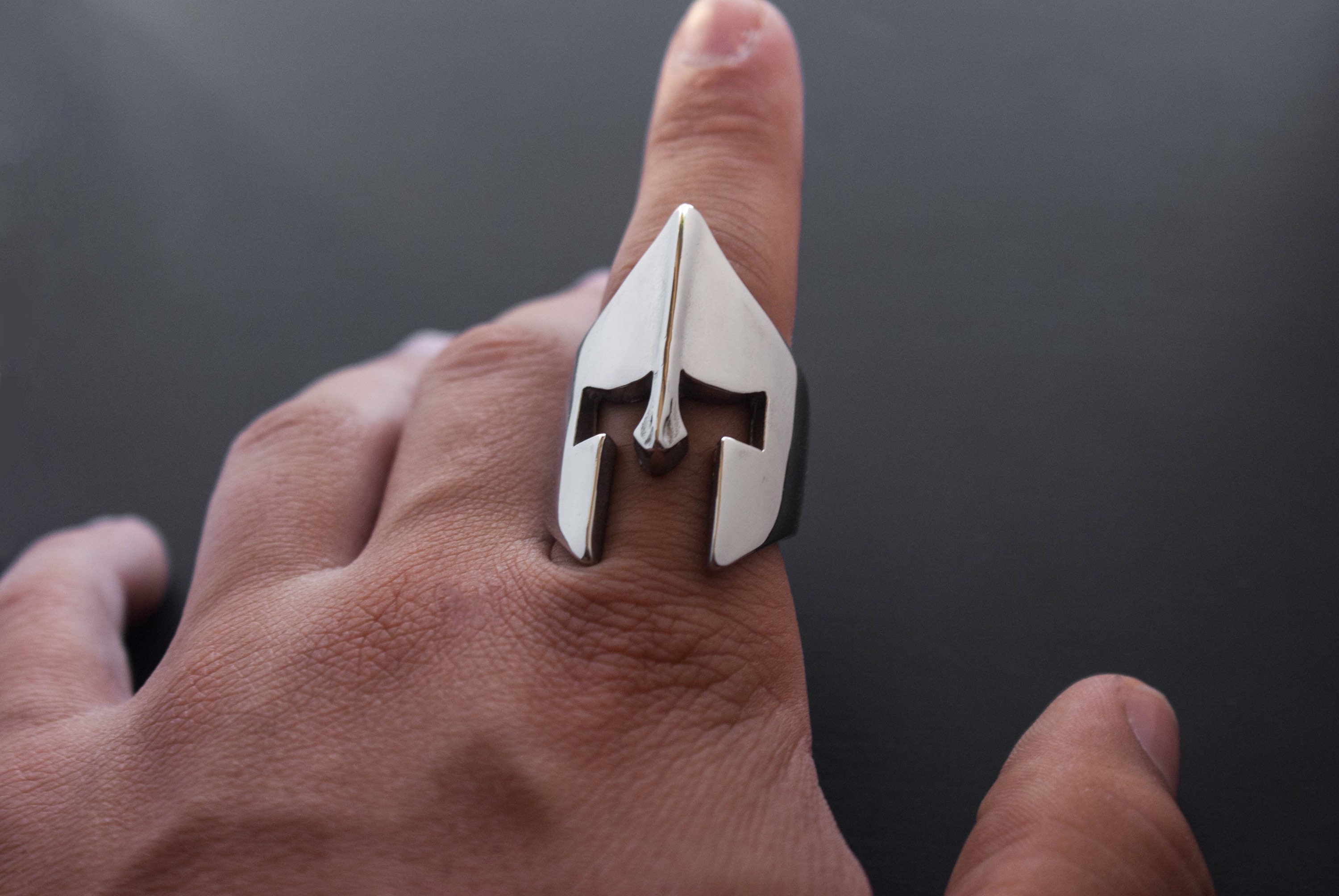 Stainless steel spartan ring Spartan helmet ring Gladiator Etsy