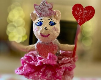 Paper Mache Valentine Figurine