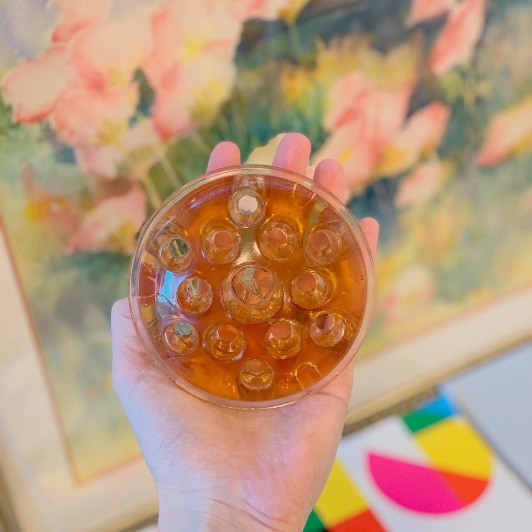 Pink Depression Glass Flower Frog Etsy