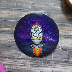 Rocket to Dreams Glitzer Sticker Aufkleber | Kosmische Träume