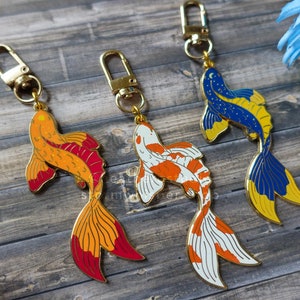 Origin, Solar, or Lunar Celestial Koi Collection Enamel Keychains