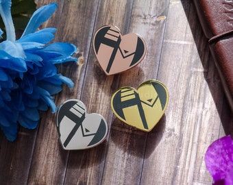 Hunter Hearts Polished Metal Enamel Pins
