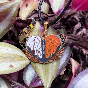 Heartbreaker Glitter Heart Enamel Pendant Necklace, on black cord