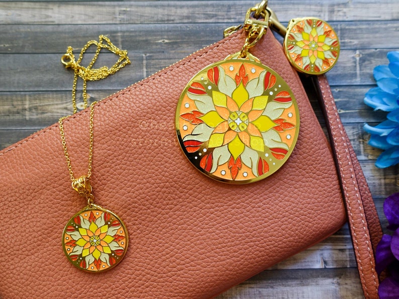 Solar Flare Enamel Collection of Pins, Keychains, and Pendant Necklaces Cosmic Dreams Enamel Collection image 1