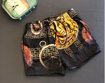Mens 100/% Polyester Retro Style Albanian Silhouette Swim Trunks 3D Printed Bathing Suits with Pockets