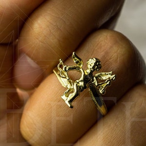 Authentic 10K Yellow Gold Bow Angel Ring for Women with size 5 ~ 12
