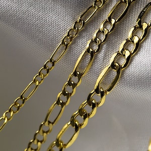 Authentic 14K Solid Yellow Gold 1.8mm - 4.6mm Figaro Concave Chain Necklace 16&quot; - 30&quot;