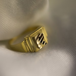 Anel inicial de ouro 10k para bebês e crianças, anéis de sinete para bebês, anéis de chá de bebê