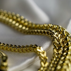 10K Yellow Gold Hollow Franco Chain: Necklace, Bracelet, Anklet