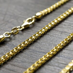 Authentic 10K Yellow Gold Solid Rounded Franco Wheat Chain Necklace 2.2mm thickness with 16&quot;- 30&quot;