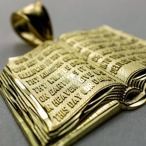 Authentic 10K/14K Yellow Gold Bible Charm Pendant for Christians