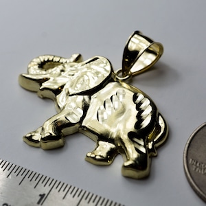 Authentic 10K Yellow Gold Elephant Lucky Charm Pendant /10K Oro Dije de Elefante