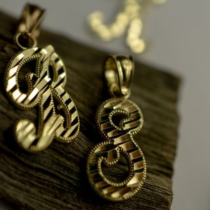 10k Solid Gold Initial Pendant Charm Necklace Cursive Letter Charm with Chain