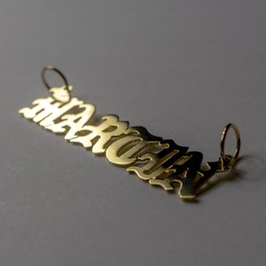 10K/14K Solid Gold Personalized HANDMADE Nameplate Charm Customized Pendant : OLD English [Nameplate Only]