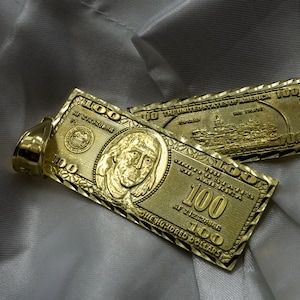 Ciondolo con ciondolo da cento dollari in oro giallo massiccio 10 carati: ciondolo con ciondolo da 100 banconote