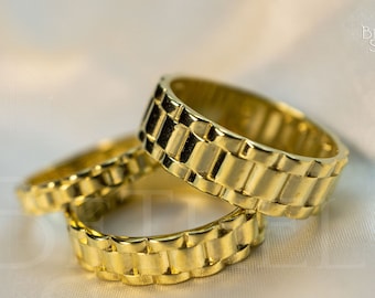 Authentic 10k Yellow Solid Gold Heavy Watch Band Ring for Men & Women 3 Sizes