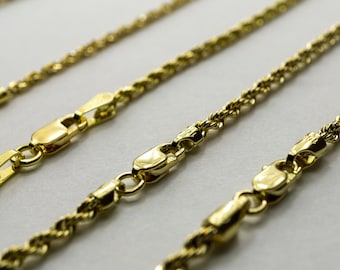 10K Yellow Gold Hollow Rope Chain: Necklace, Bracelet, or Anklet