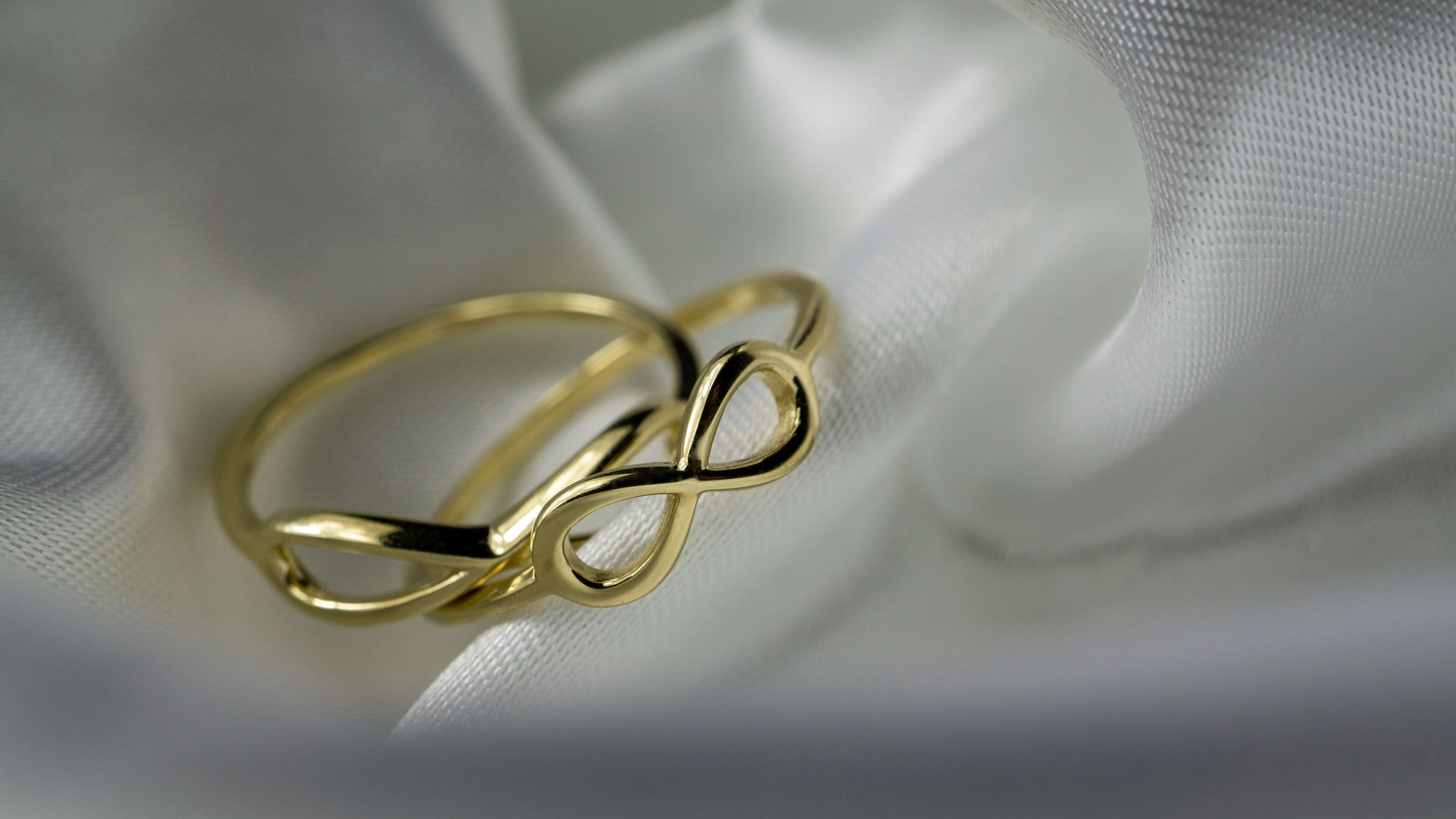Dainty 10k Yellow Gold Infinity Ring - Halfway CZ Stones, Size 4.5, USA Made - View #5