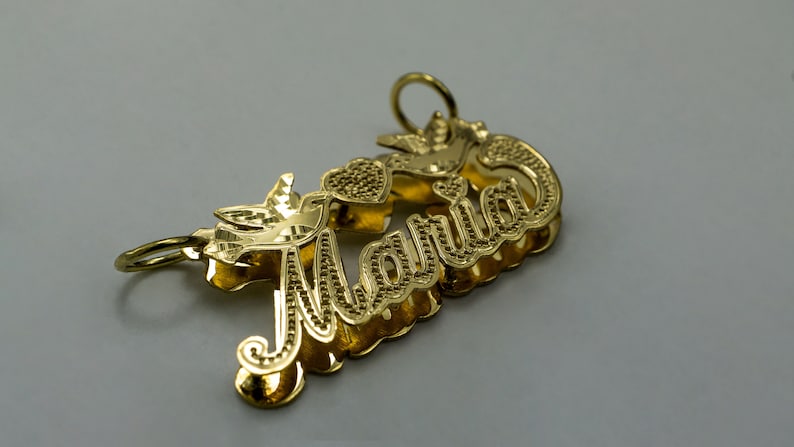 10K Solid Yellow Gold Double Name Plate Personalized HANDMADE - Etsy