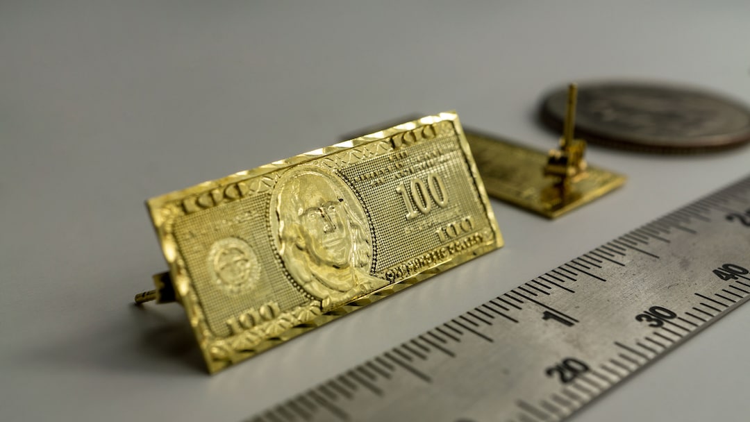 10K Solid Yellow Gold 100 One Hundred Dollar Bill Cash Sign Money
