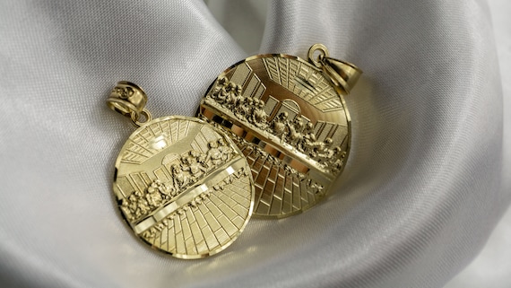 14k Gold Last Supper Gold Pendant Authentic 10K Or 14K Yellow Gold