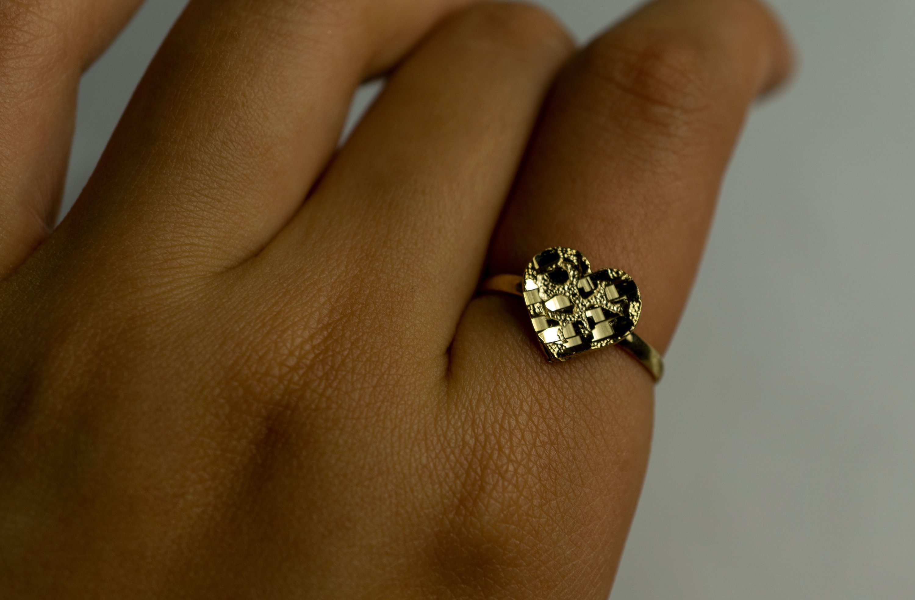 Authentic 10k Yellow Gold Flat Heart Nugget Rings for Girls 3 Etsy