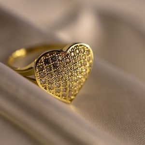 10k Gold Heart Cubic Zirconia (C.Z) Rings for Women 4 sizes