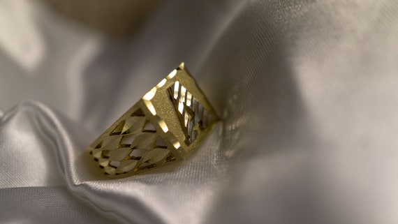 10k Solid Initial Letter Signet Ring Monogram Ring for Men Etsy
