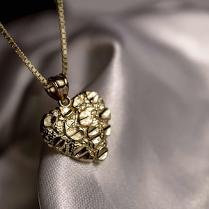 10k Yellow Gold Heart Nugget Charm Pendant Necklace 3 sizes [Pendnt Only]