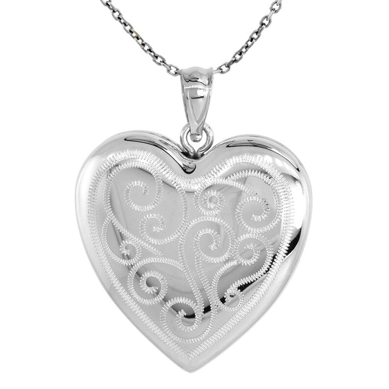 Sterling Silver Heart Locket Necklace for Women 4 Picture Etsy