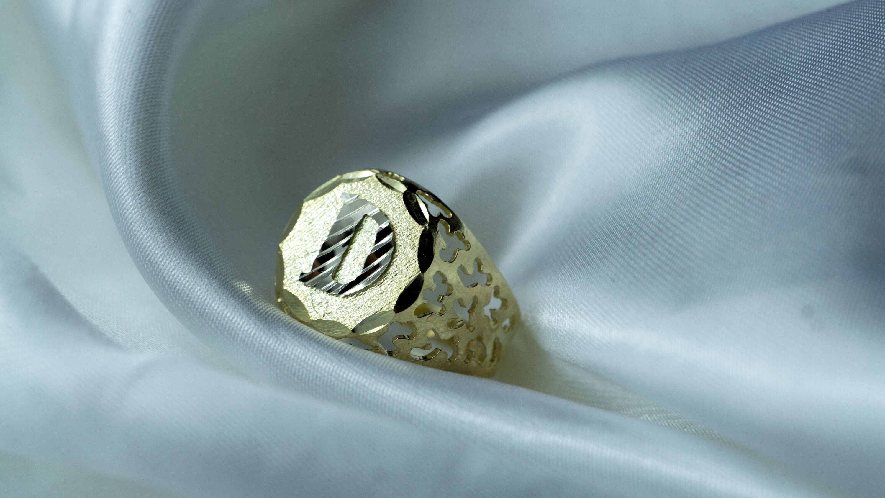 10k solid initial letter signet ring monogram ring for men deals