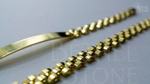 Authentic 10K Yellow Gold Double Side Watch Style Bracelet ID