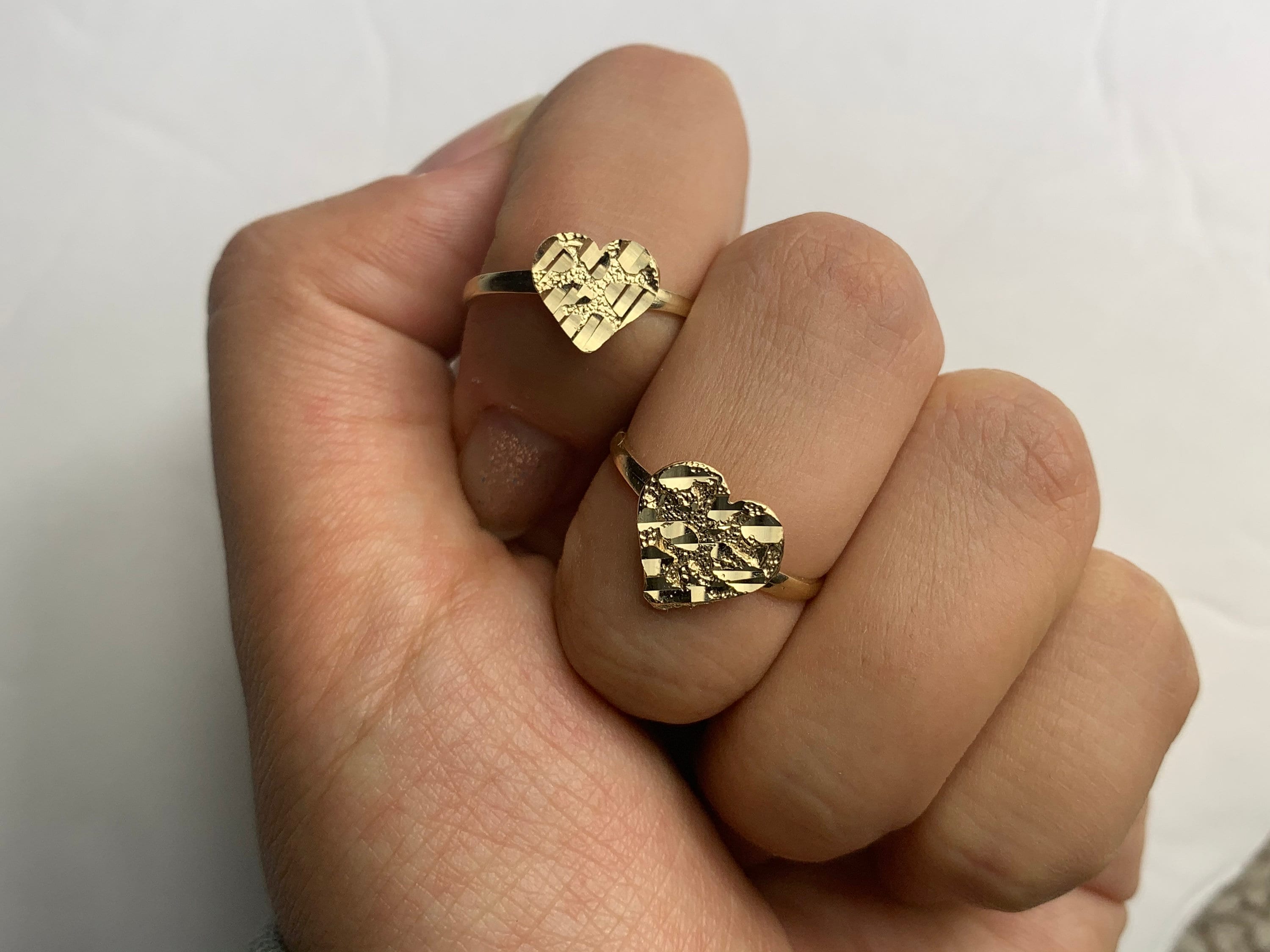 Authentic 10k Yellow Gold Flat Heart Nugget Rings for Girls 3 Etsy