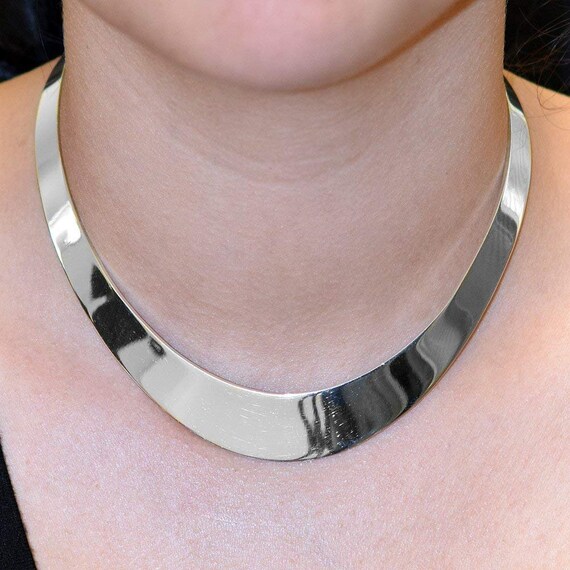 Thick sterling on sale silver choker necklace