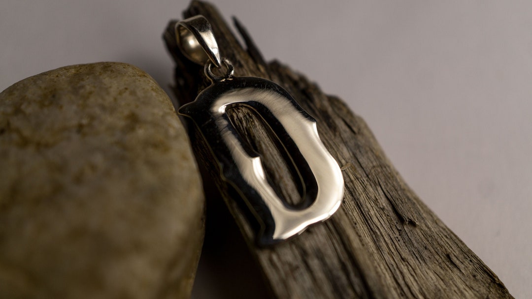 3/4 Inch Sterling Silver Block Initial Necklace Alphabet Letters High ...