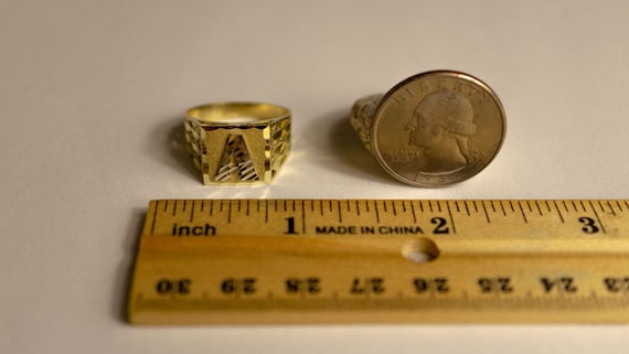 10k Solid Initial Letter Signet Ring Monogram Ring for Men Etsy
