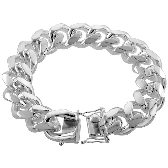 Sterling silver cuban link chain box clasp deals
