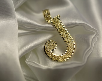 Authentic Diamond Cut 10K Yellow Gold Initial Charm Pendant Necklaces for Men and Women