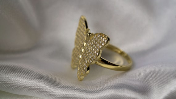 Autenticos anillos de mariposa de oro amarillo de 10k para ninas con CZ 3 tamanos Etsy Mexico