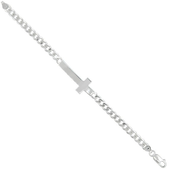 Sterling Silver Large Sideways Cross Bracelet for Men and Women - Etsy