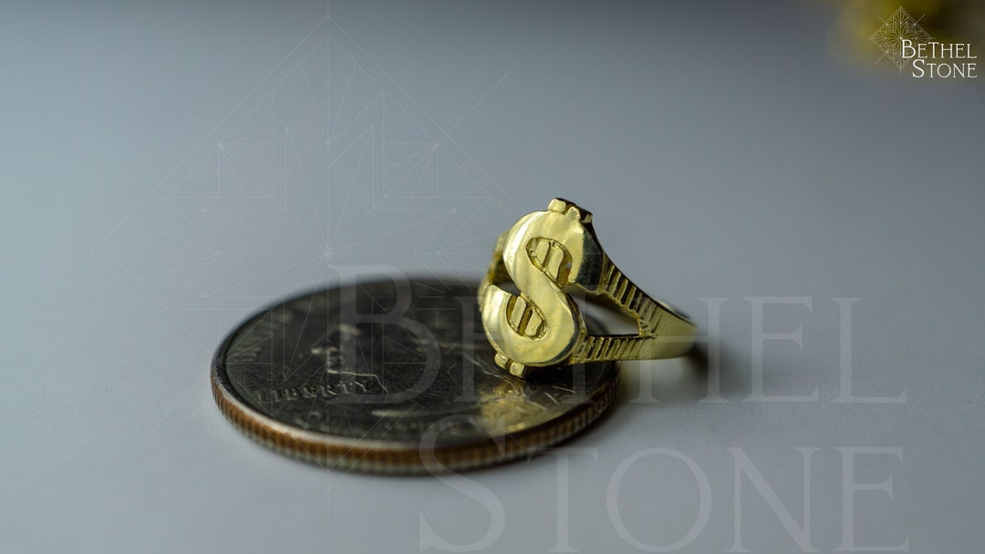 Authentic 10k Gold Various Baby Shower Toddler Kids Ring Dollar Sign, Cubic Lucky Ring Etsy