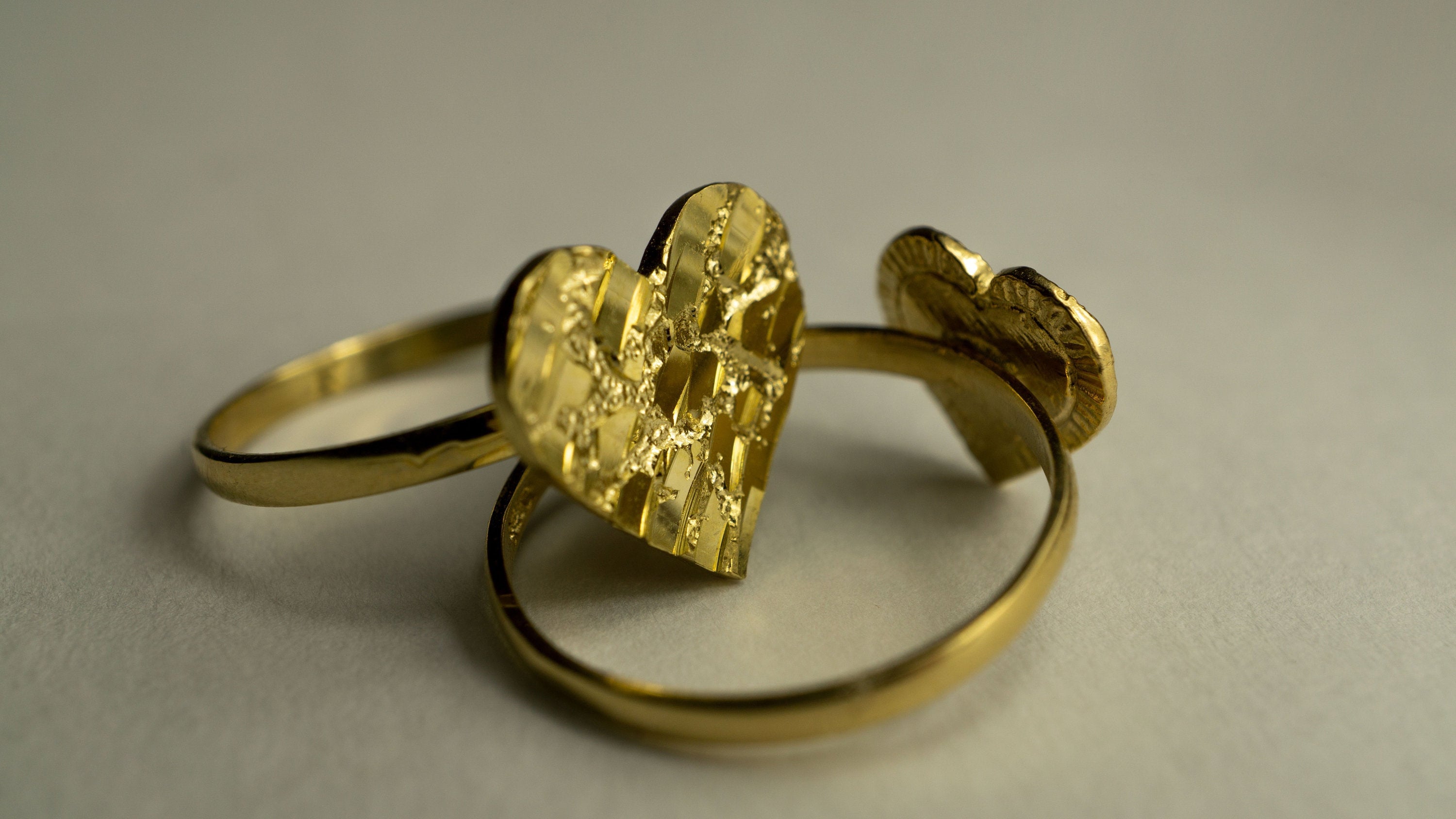 Authentic 10k Yellow Gold Flat Heart Nugget Rings for Girls 3 Etsy