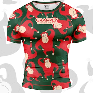 Custom BJJ Rashguard: Monkey Design Rashguard - Jiujitsu MMA Training - Bjj NoGI Rashguard - Jungle Rashguard - USA Bjj Club Rashguard