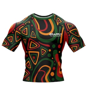 Custom BJJ Rashguard African Pattern Compression Rashguard BJJ Training Shirt Grappling Jiujitsu African Design Rashguard