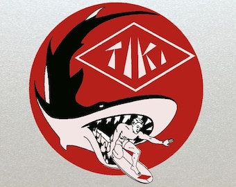 Classic Tiki Surf Shop Board Stickers x2 Resistente al agua (Braunton) Pegatinas de surf retro, laminadas y de alta calidad