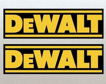 Dewalt Black & Yellow 15cm Stickers (150mm) x 2 - Toolbox, Tool Chest, Van. Vinyl Laminated High Quality Water Resistant