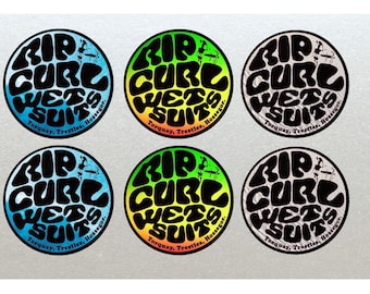 Rip Curl, TTH Effects Tabla de surf, Coche, Bicicleta, Scooter Stickers Set X 6 Roundall - Laminado de alta calidad resistente al agua